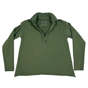 Frank & Eileen Popover Henley Sweatshirt V-Neck Green Womens Size XS